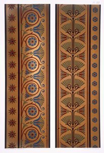 Bandes ou bordures verticales en couleurs sombres sur fond doré, planche XXX de 